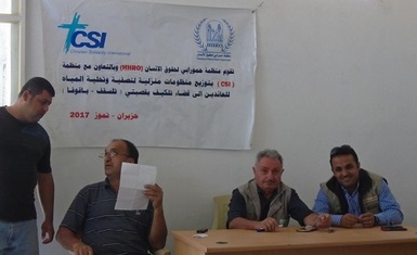 A relief team of Hammurabi Human Rights Organization distributed for the second time  a water filters for water’s purification and desalination to the returning families of Telesqaf and Baqofa