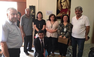 Mrs. Pascale Warda, Chairwoman of Hammurabi Human Rights Organization and Mr. Louis Marcos Ayoub, Vice President of the Organization, receive a delegation from the Japanese IVY Civil Human Rights Organization