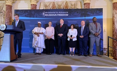 Ms. Pascal Warda and Mr. William Warda of Iraq receive the International Religious Freedom Award in Washington