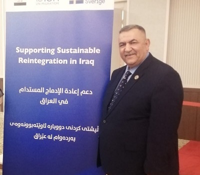 ممثل عن منظمة حمورابي لحقوق الانسان يشارك في ورشة عمل تدريبية حول دعم إعادة الإدماج المستدام للعائدين في المجتمع العراقي