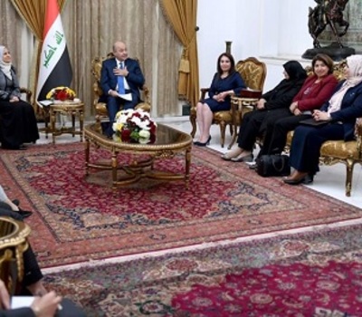 فخامة رئيس الجمهورية برهم صالح يستقبل السيدة باسكال وردا ضمن وفد لشبكة النساء العراقيات