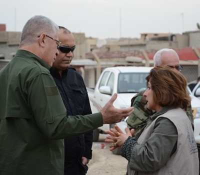 السيدة باسكال وردا رئيسة منظمة حمورابي لحقوق الانسان تزور قضاء الحمدانية ( بغديدا ) برفقة وفد لتفقد المدينة
