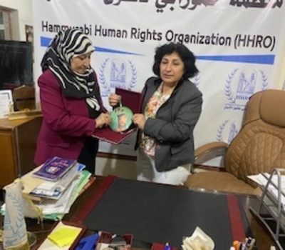 منظمة حمورابي لحقوق الإنسان تضيّف الاكاديمية العراقية المتميزة البرفسورة آمنة  نعمة الثويني