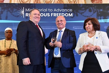 During the Ministerial to Advance Religious Freedom in Washington , D.C., Secretary Pompeo recognized from Iraq, Pascale and William Warda , as winners of the International Religious Freedom Award in 18/7/2019
