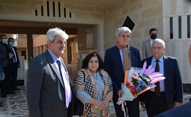 His Excellency the French Ambassador to Iraq Mr. Bruno Aubert and the accompanying delegation visit Qaraqosh first primary school rebuilt by Hammurabi Human Rights Organization and partners