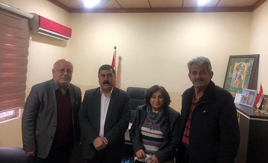 A leading delegation from Hammurabi Human Rights Organization meet the governor of Sinjar to facilitate its missions in implementing projects in the district