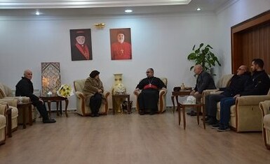 A delegation from the Hammurabi Human Rights Organization visits the Assyrian Church of the East - Virgin Mary in Dohuk.