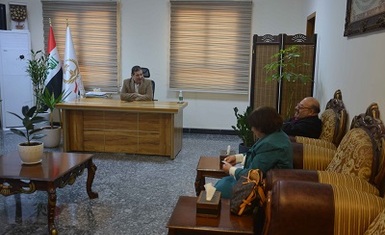 The Second Deputy of Basra Governor receives a delegation of Hammurabi Human Rights Organization, including Mrs. Pascale and Mr. William Warda
