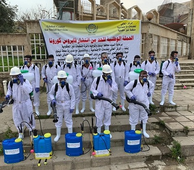 • حملة تعفير وتطهير يتولى تنفيذها المركز العالمي للخدمات الاجتماعية شملت دور عبادة ومؤسسات ودوائر في الموصل وناحية بعشيقة