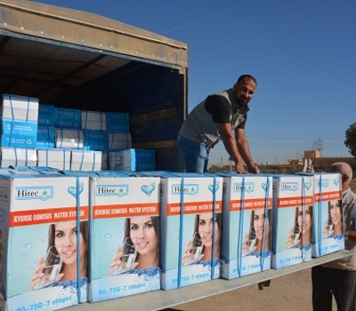 Over the six-day period of October Hammurabi Human Rights Organization continued to distribute (435) household water purification and desalination systems to the families in Hamdaniya district